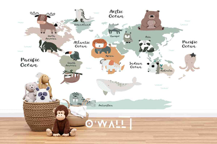 Papier Peint : Animals World Map WK102