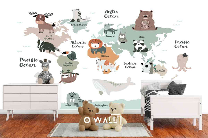 Papier Peint : Animals World Map WK102