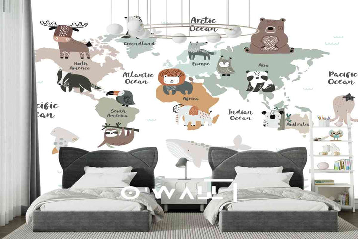 Papier Peint : Animals World Map WK102