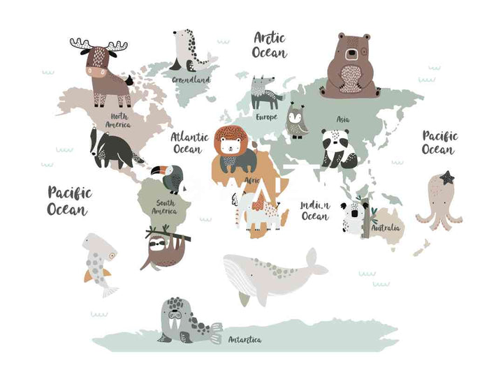 Papier Peint : Animals World Map WK102