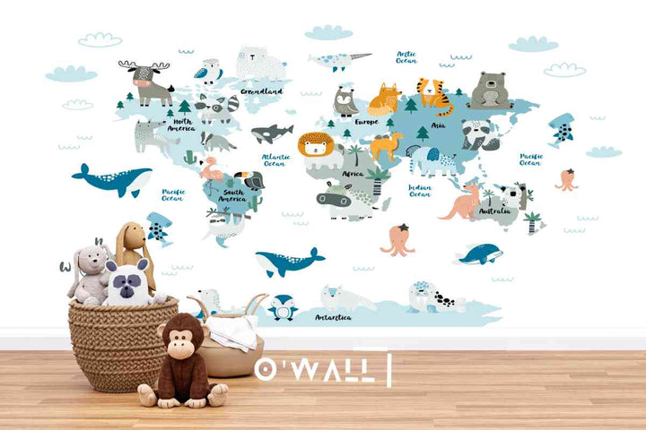 Papier Peint : Cute Animals Map WK103