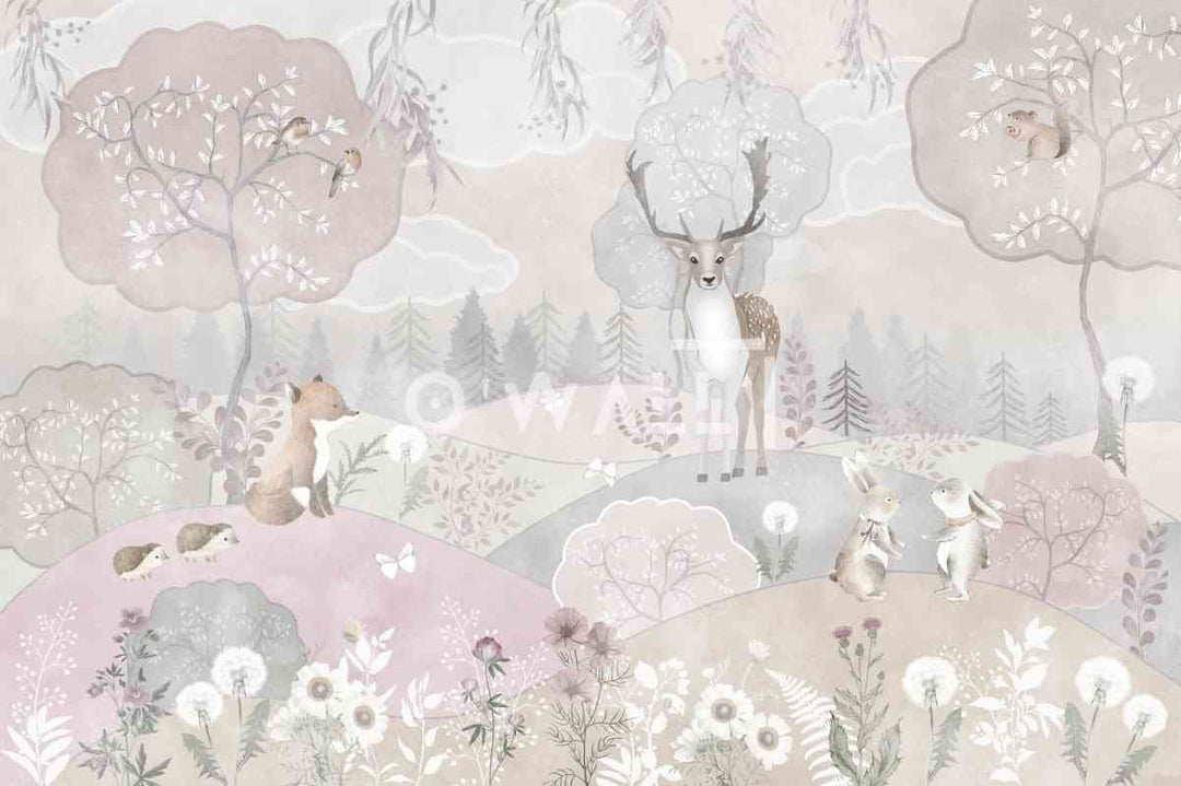 Papier Peint : Soft Colors Forest Wild Animals WK105