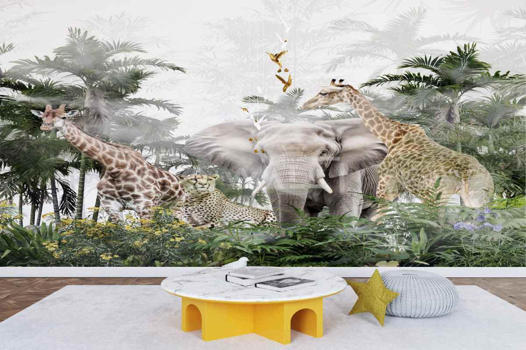 Papier Peint : Animaux de la Jungle WK117
