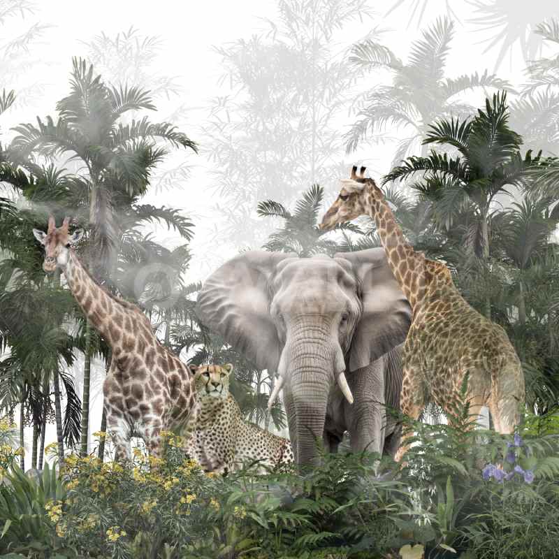 Papier Peint : Animaux de la Jungle WK117